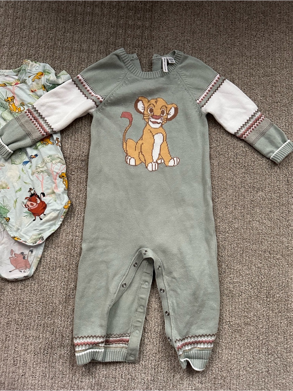 SIMBA bundle - Janie and Jack knit one piece sweater and Posh Peanut Onesie